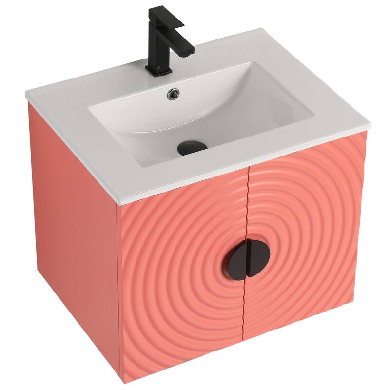 Pellabay Modern Bathroom Vanity with Fluted Circular Doors - Sink Included