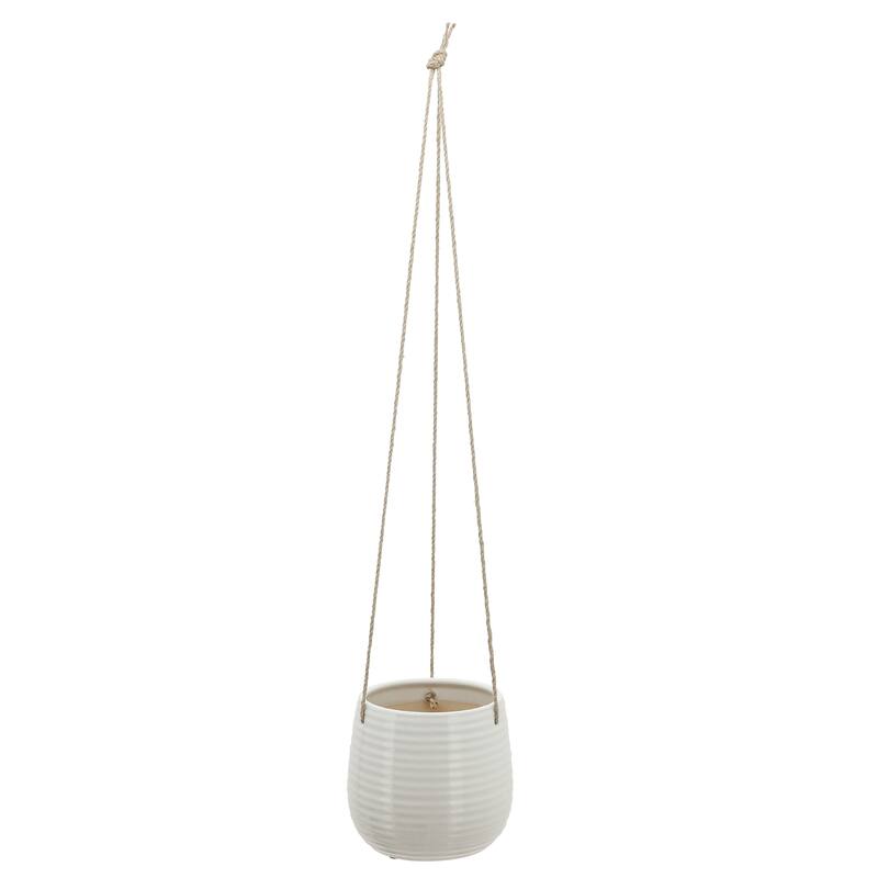 Sagebrook Home Neutral Textured Ceramic Hanging Planter - 7x"7x"6.5" - WHITE