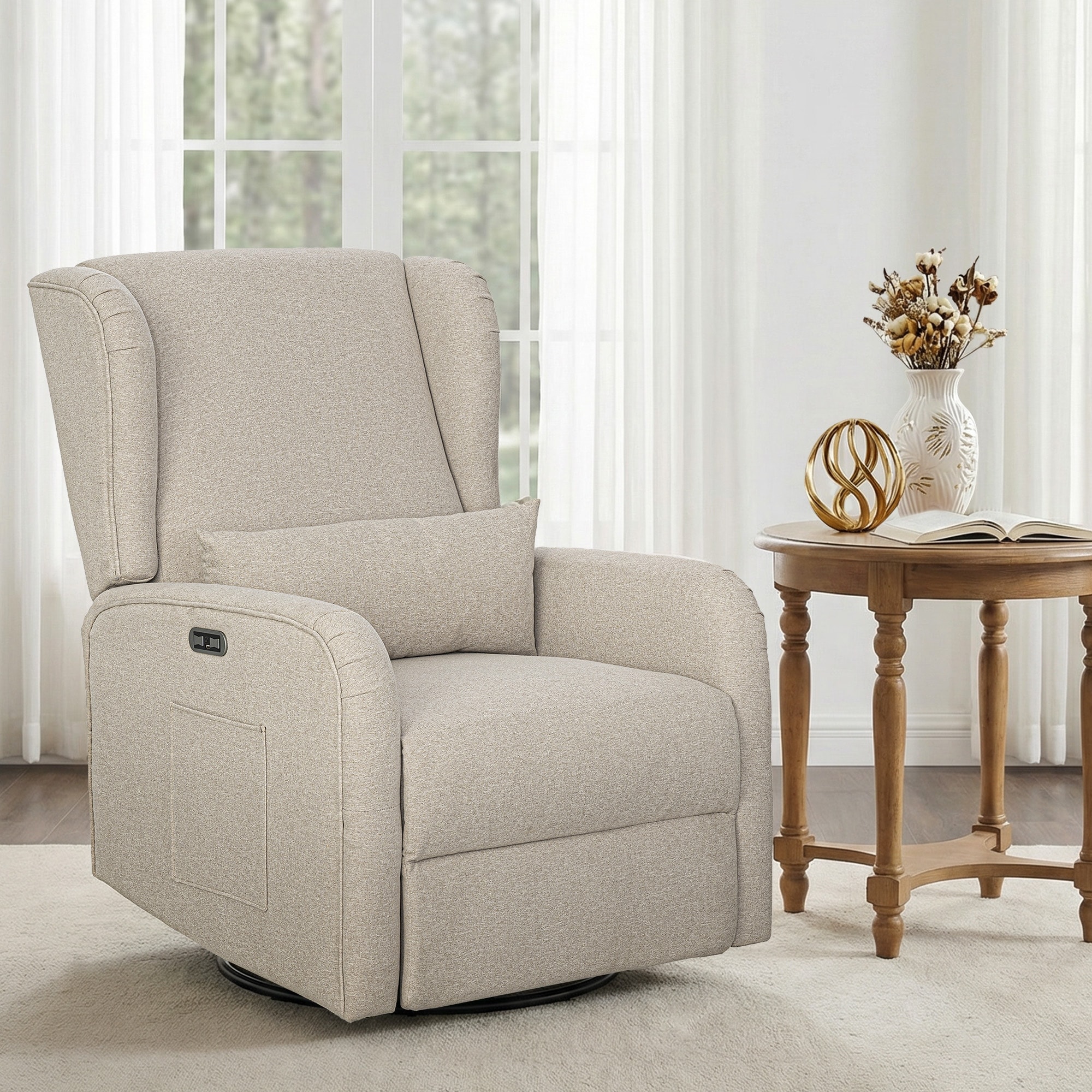 Madison Park Candace Power Recliner 3-in-1 with Swivel, Glider, USB Ports