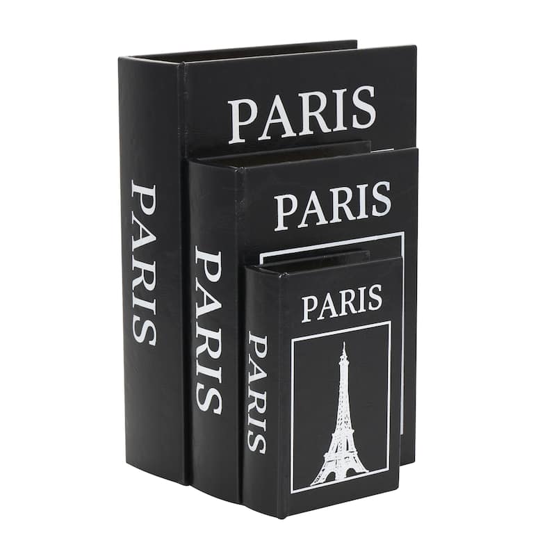 Faux Leather or Linen Fabric Book Storage Box - Set of 3 White, Beige, Black, Red or Light Gray - Roche River Decor