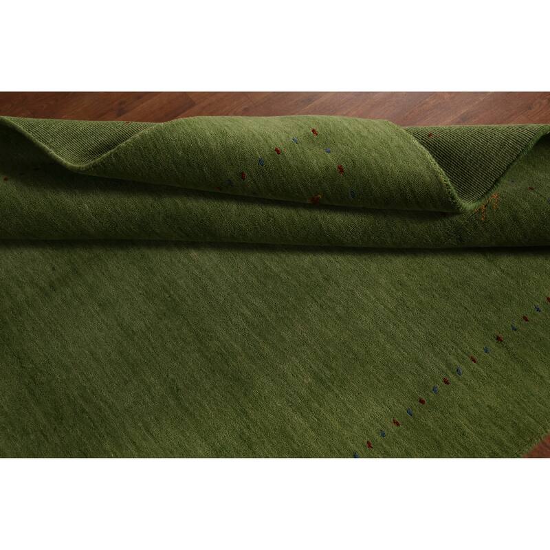 Hand Knotted Oriental 100% Wool Carpet Tribal Animal Pictorial Green Gabbeh Area Rug - 7' 7'' X 5' 3''