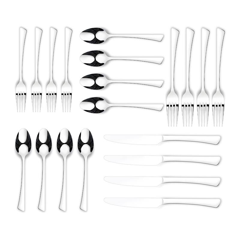 Ornative Abril 18/0 Mirror Stainless Steel 20 Pieces Flatware Set - 10.63" H x 6.69" W x 2.76" D