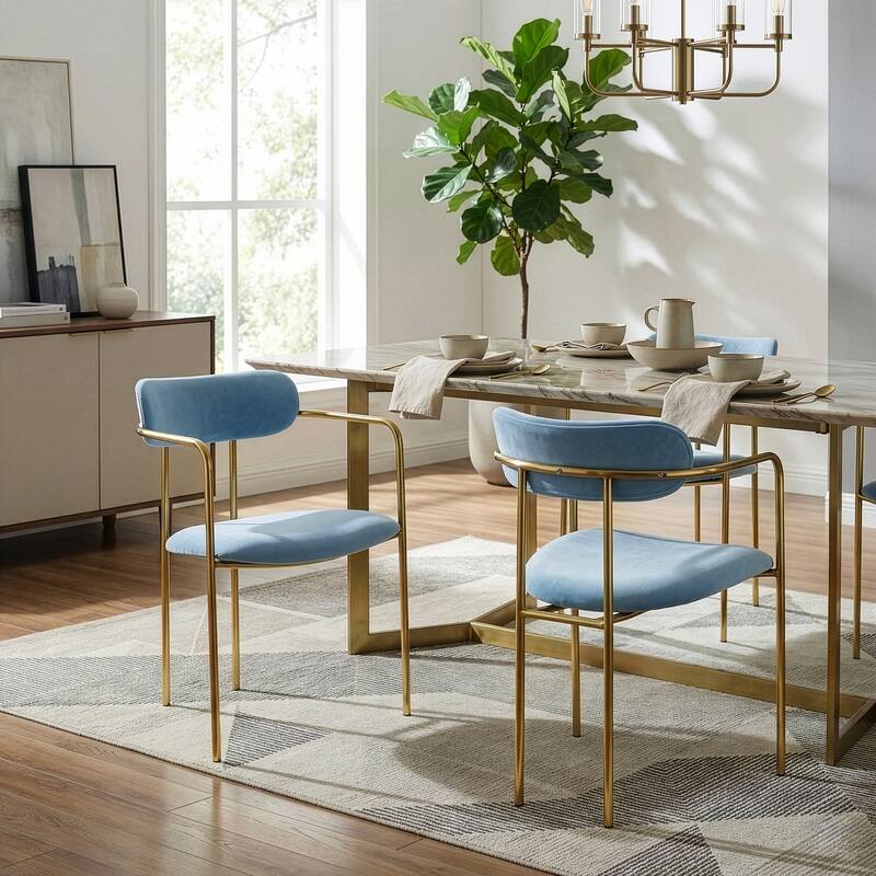 Set of 2 Anaya Light Blue Velvet Dining Chair