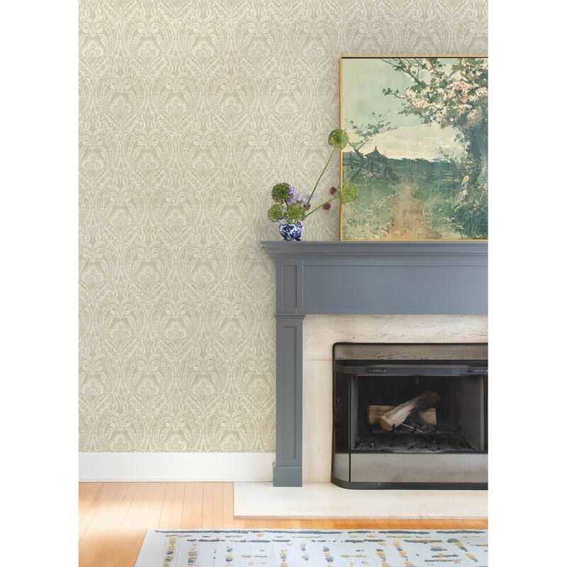 A-Street Prints Berkshire Beige Damask Wallpaper