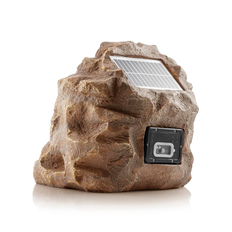 Alpine Corporation Weather-resistant Bluetooth Solar-Powered Outdoor Wireless Rock Speaker, Brown