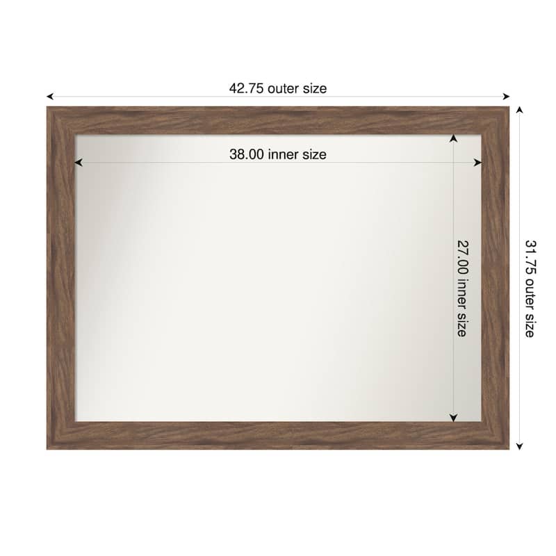 Pia Medium Brown Non-Beveled Framed Wall Mirror - Pia Medium Brown - 43 x 32 in