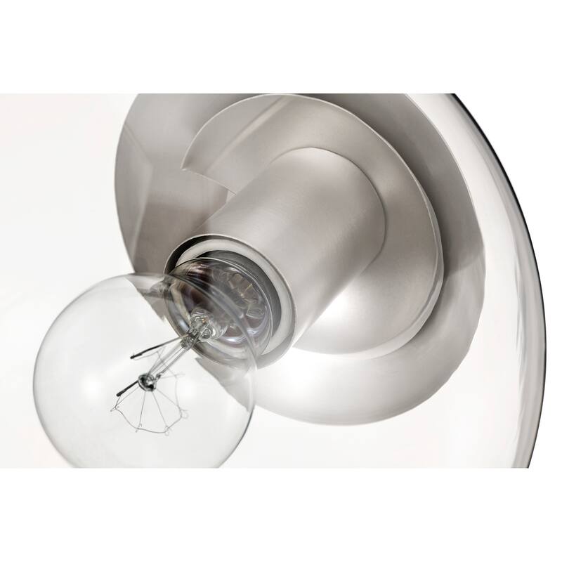 7.75 in. 1-Light Matte Black/Brushed Nickel Pendant Light with Clear Globe Glass Shade