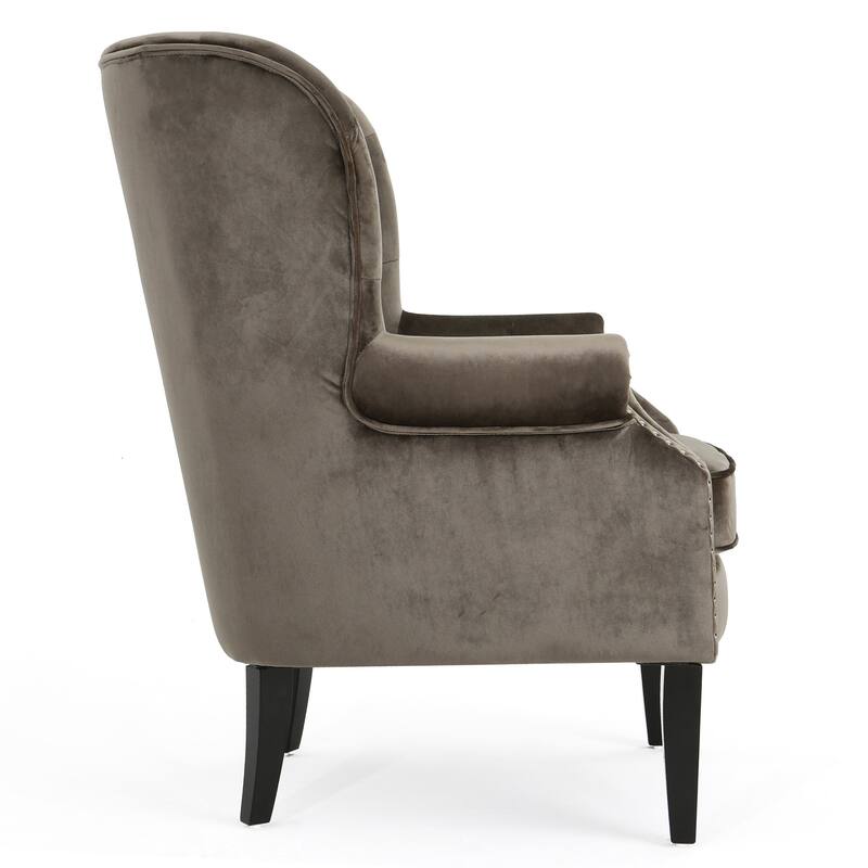 Grey 32" High Back Velvet Club Chair