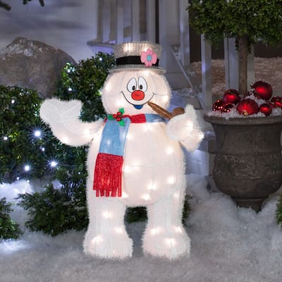 Holiday Tinsel Yard Sculpture-Frosty w/Pipe-28"-WB