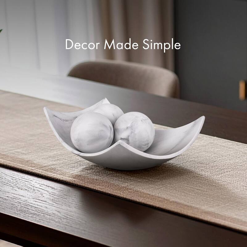 Creative Scents Black Marble Look Fruit Bowl for Kitchen Counter