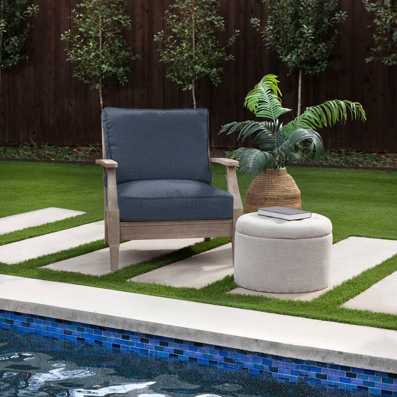 Sorra Home Sunbrella Outdoor Corded Deep Seating Cushion Set - 22.5 in W x 22.5 in D x 5 in H - Revive Indigo