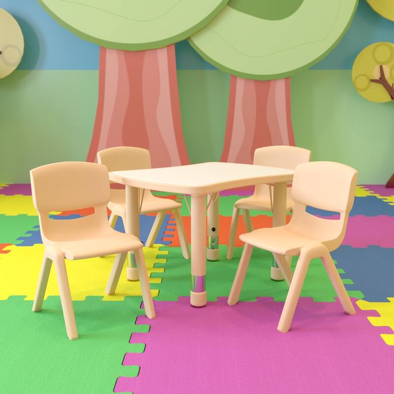 21.875"W x 26.625"L Rectangle Plastic Activity Table Set with 4 Chairs