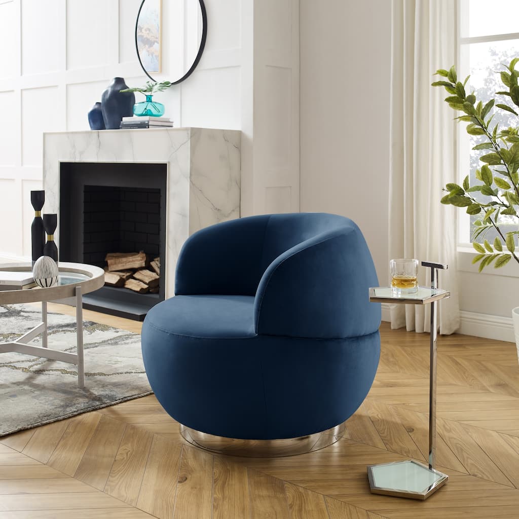 Gladys Swivel Upholstered Accent Chair With Round Arms