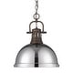 preview thumbnail 1 of 9, Golden Lighting 3602-L RBZ Duncan 14" Wide Pendant Rubbed Bronze / Chrome