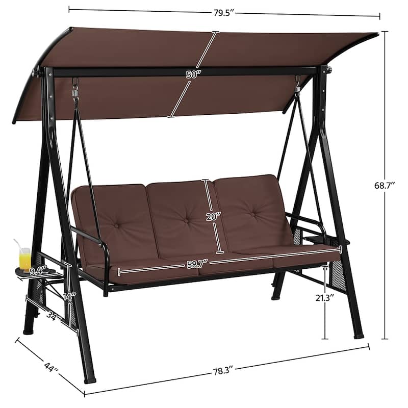 Yaheetech 3-Seat Outdoor Patio Swing Chair