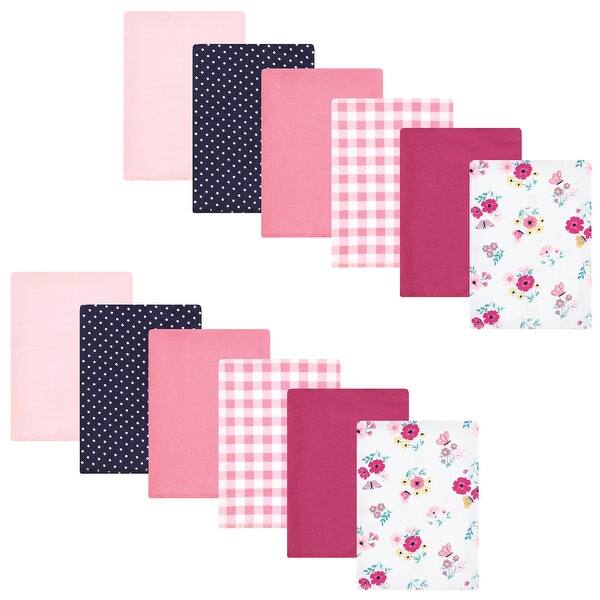slide 1 of 1, Hudson Baby Infant Girl Cotton Flannel Burp Cloths Bundle, Butterfly Floral, One Size - Butterfly Floral - One Size