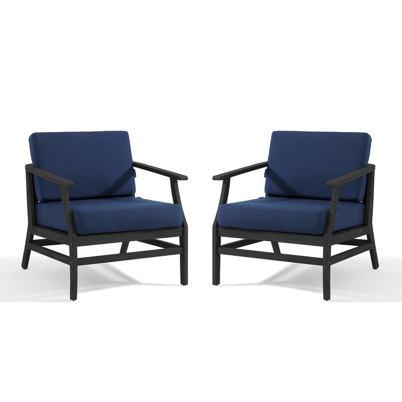 3 Set Outdoor Teak Wood Club Chairs with Side Table