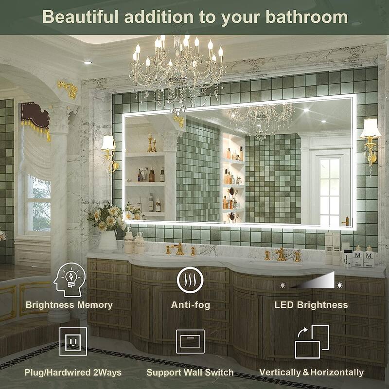 TokeShimi LED Bathroom Vanity Mirror, Anti-Fog Dimmable Wall Mirror