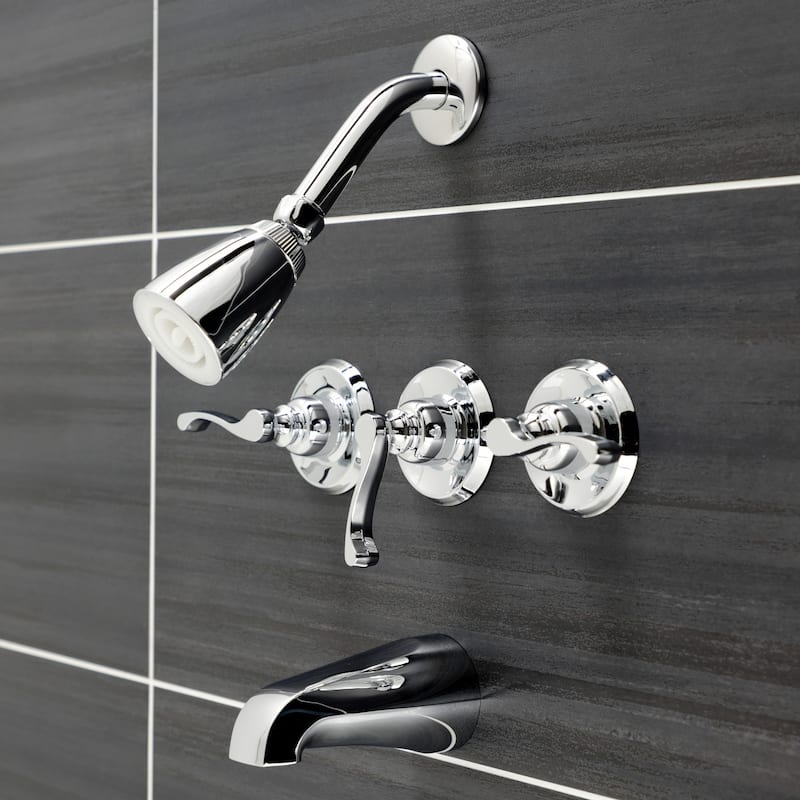 Kingston Brass Royal Three-Handle Tub and Shower Faucet