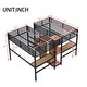 preview thumbnail 6 of 11, Natural Wood Twin Over Twin Loft Bed with Double Desk Wardrobe Shelves Power Outlet