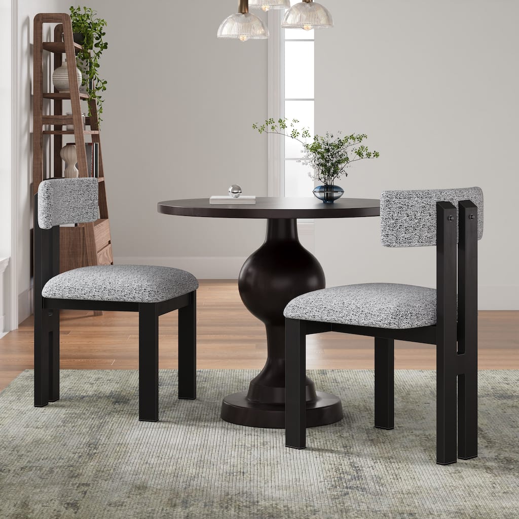 Dining Chairs Set of 2, Armless Dining Chairs with U-shaped Backrests & Metal Legs, Upholstered Lounge Chair for Kitchens