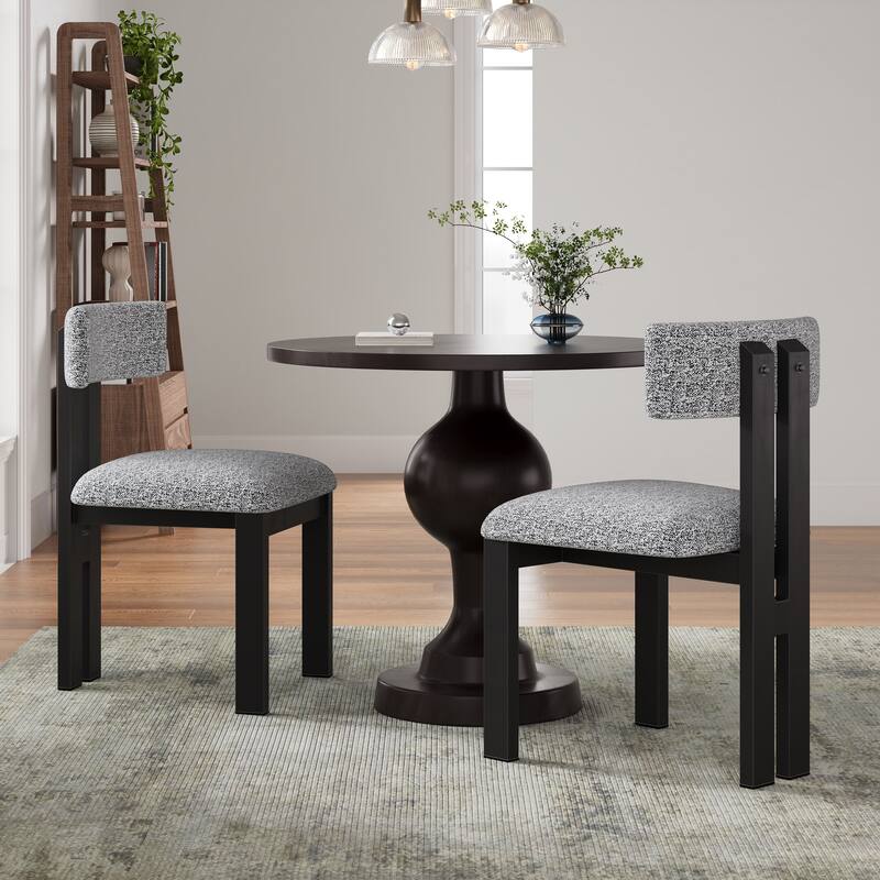 Modern Set of 2 Dining Chairs with Foam-Padded Backrest Seat, Metal Legs for Dining Room Living Room and Café - Black+ Gray