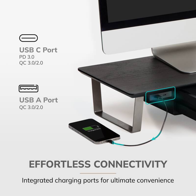 Jani Wood Monitor Stand Riser Desk - Ergonomic Design Stand, Desktop Organizer Table for Home, Office Workspace, Gaming Desk