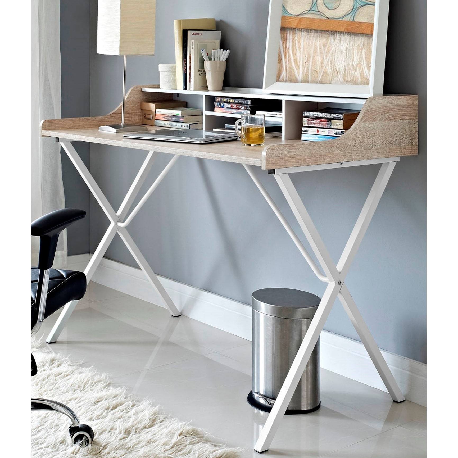 Mid century modern hotsell desk with hutch