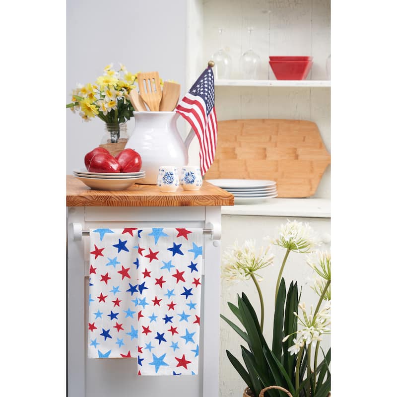 Red White and Blue Stars & Stripes Kitchen Towel Set of 2