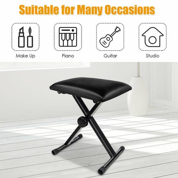 Shop Gymax Adjustable X Style Piano Bench Keyboard Leather Padded