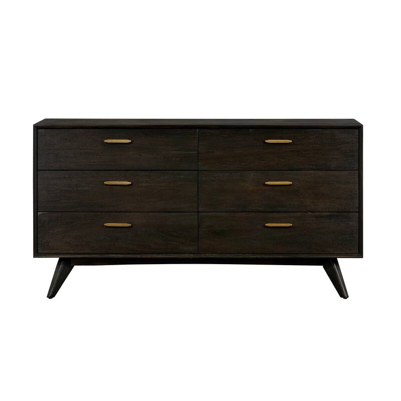 Baly Mid-Century Modern Acacia Wood 4 Piece Bedroom Set with Dresser and 2 Nightstands