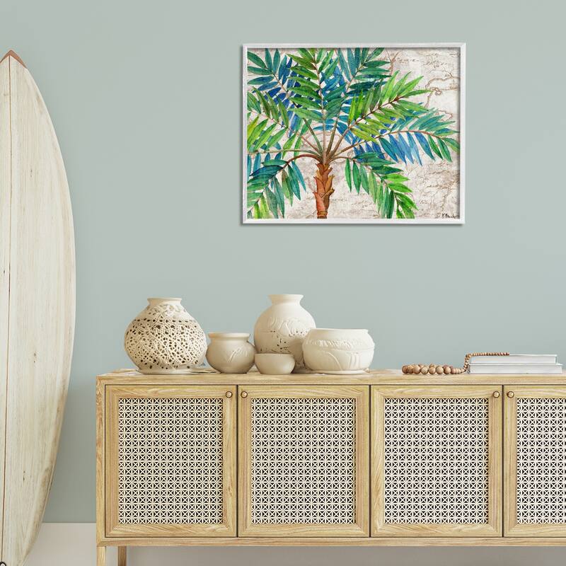 Stupell Aqueous Palm Tree Framed Giclee Art Design By Paul Brent