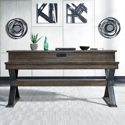 Sonoma Road Weathered Beaten Bark Antique Pewter Metal Console Bar Table