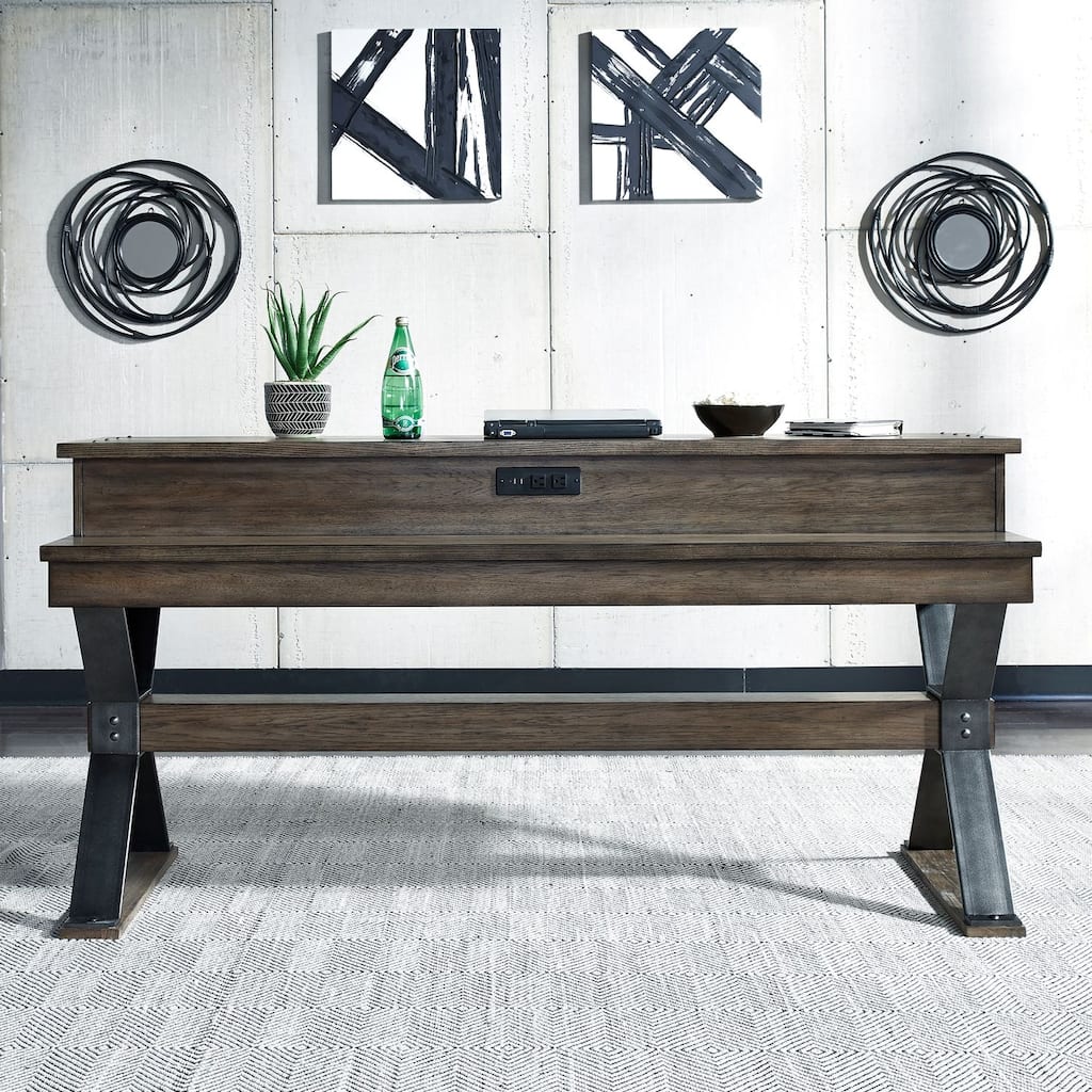 Sonoma Road Weathered Beaten Bark Antique Pewter Metal Console Bar Table