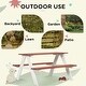 preview thumbnail 6 of 5, 35 in. Brown Rectangle Wood Kids Picnic Table Seats 4 People，Kids Patio Furniture Outdoor Toys，Aged 3-8 Years Old - N/A