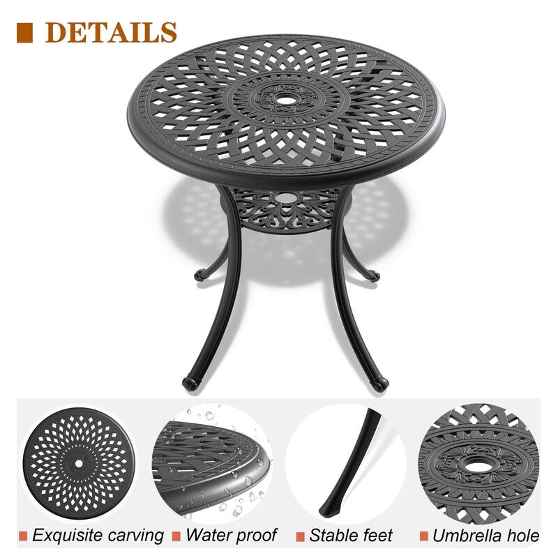 5-Piece Cast Aluminum Outdoor Dining Set with Brown Cushions