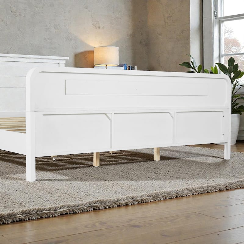 Modern Solid Wood Platform Bed, Pine Wood Queen/King Bed Frame with Slats, Stable No Box Spring