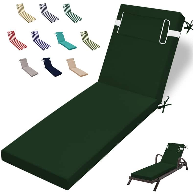 Outdoor Chaise Lounge Cushion, Thicken Waterproof Replacement Back Chaise Cushions for Pool, Sand Beach