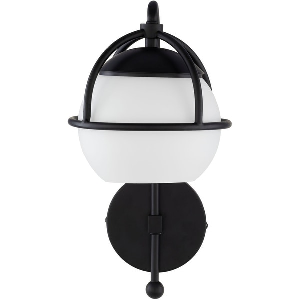 13.5" Black and Clear Painted Glass 1-Light Glass Wall Sconces - N/A