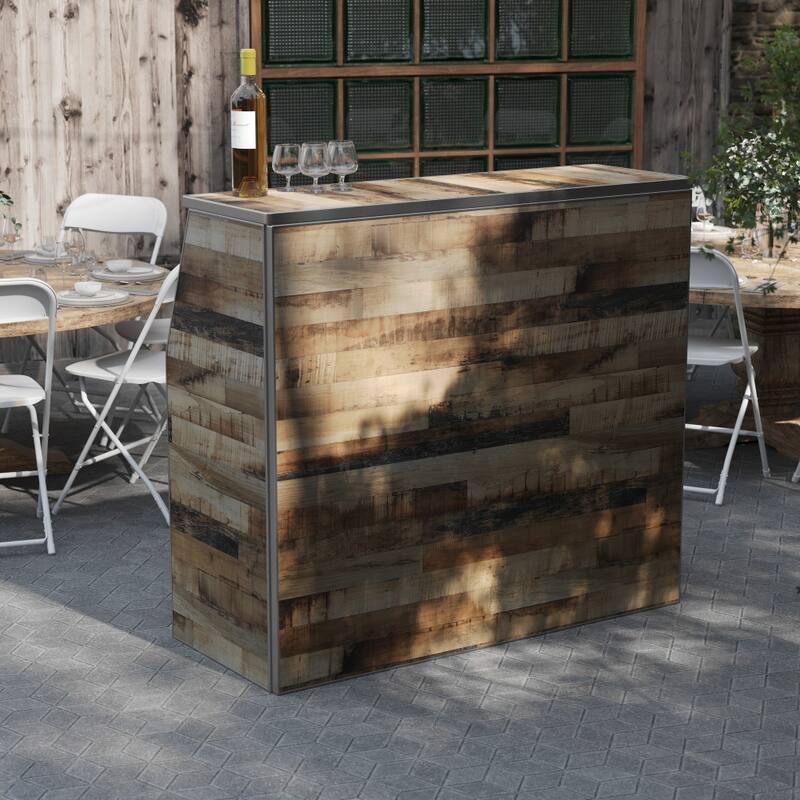 4' Laminate Foldable Bar - Portable Event Bar - Caterering/Bartendar Bar - Rustic Natural