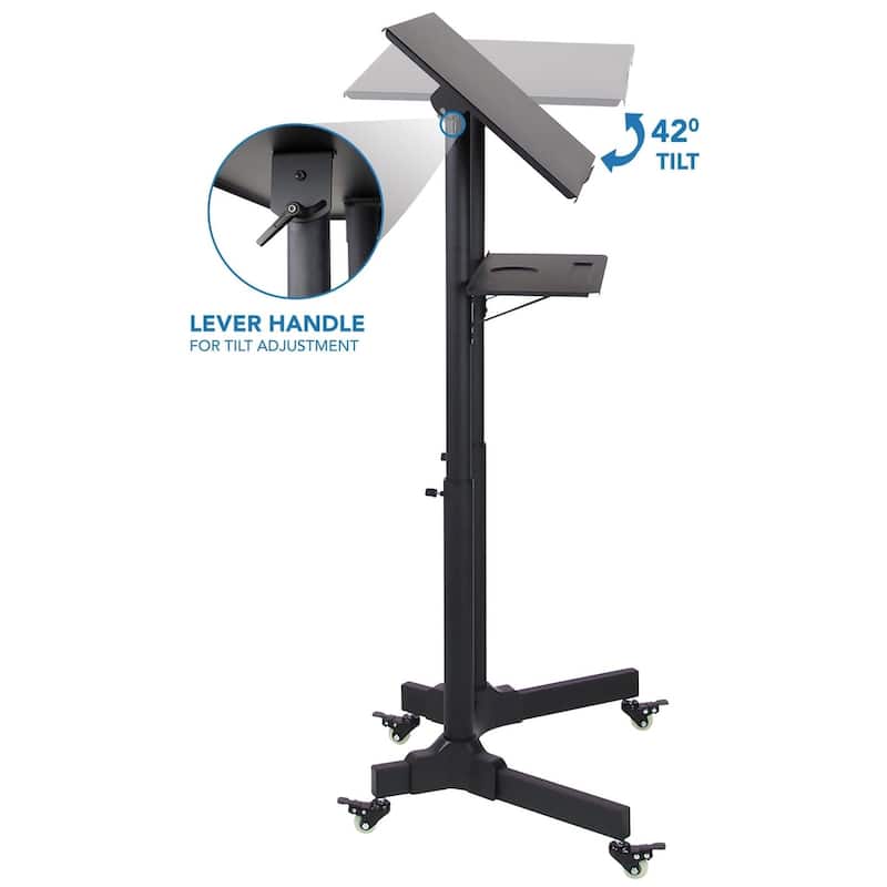 Mount-It! Mobile Standing Height Desk | Portable Podium and Rolling Presentation Lectern | With Caster Wheels |