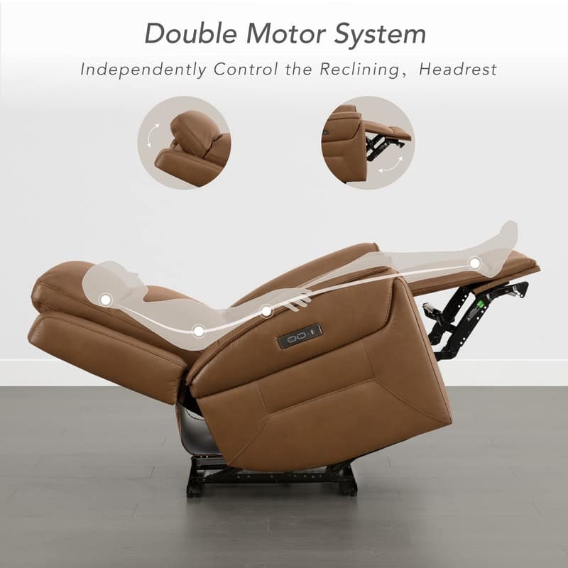 Spruce & Spring Dual Motors Genuine Leather Zero Gravity Recliner with Power Headrest
