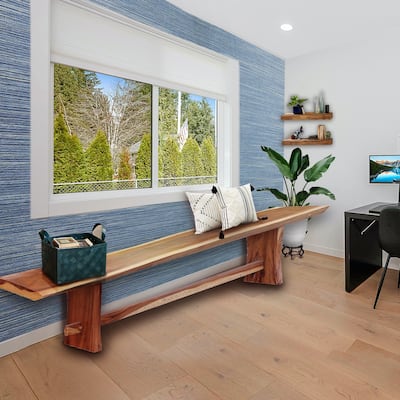 Chic Teak Suar Live Edge Slab Backless Bench approximately 118" long