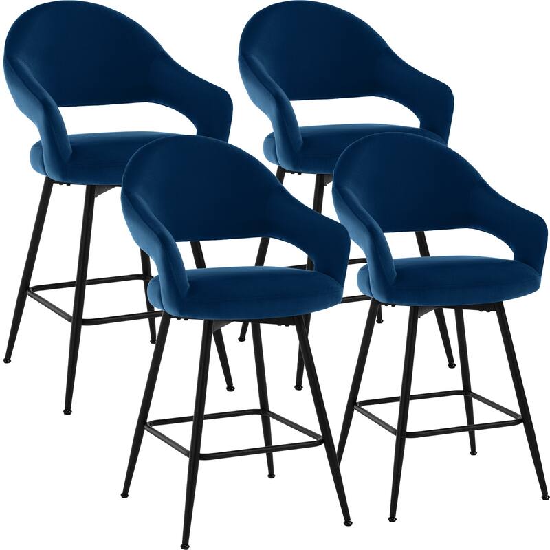 26" Velvet/ Faux Leather Counter Height Swivel Bar Stools Set of 2/4 - 39.2"H x 20.4"W X 22"D