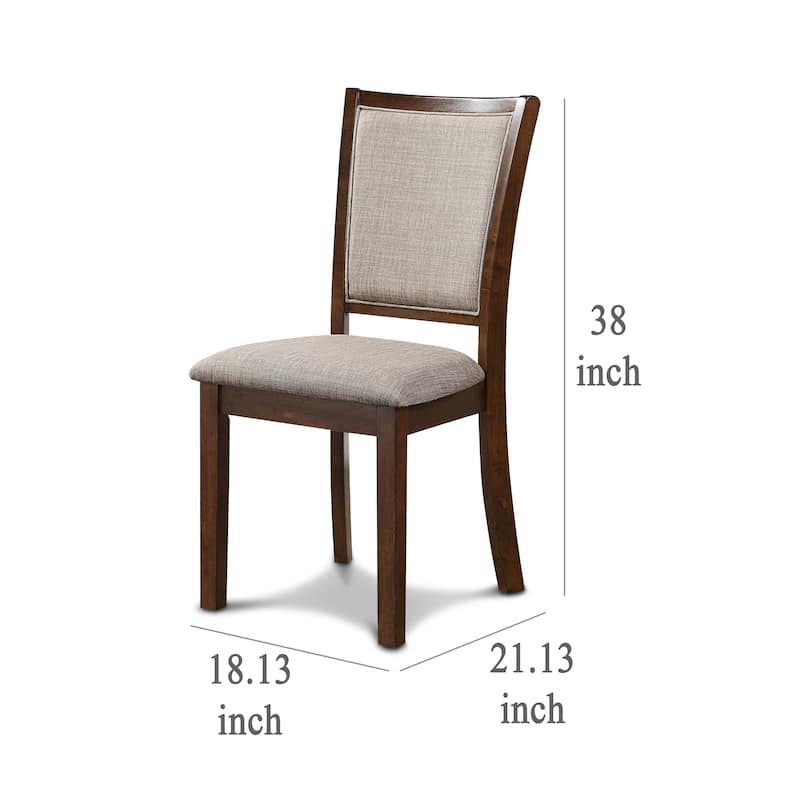 Han Dining Chair Set of 2, Light Brown Fabric, Cherry Brown Solid Wood