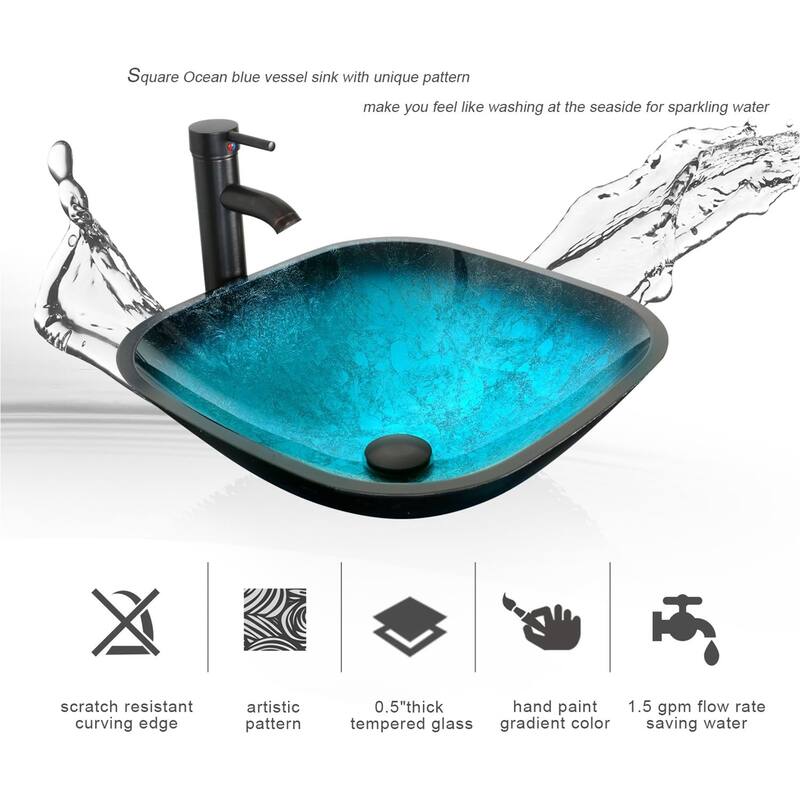 Eclife Artistic Vessel Sinks for Bathroom Vanity Tempered Glass Ceramic Basin