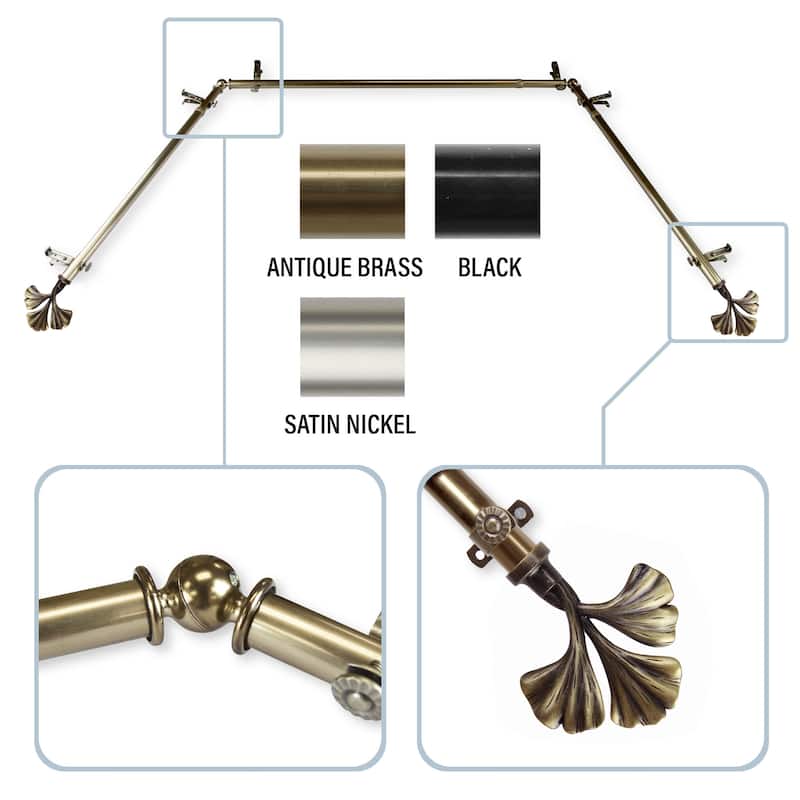 InStyleDesign Sunder 13/16" Bay curtain rod 20"-36", 38"-72"