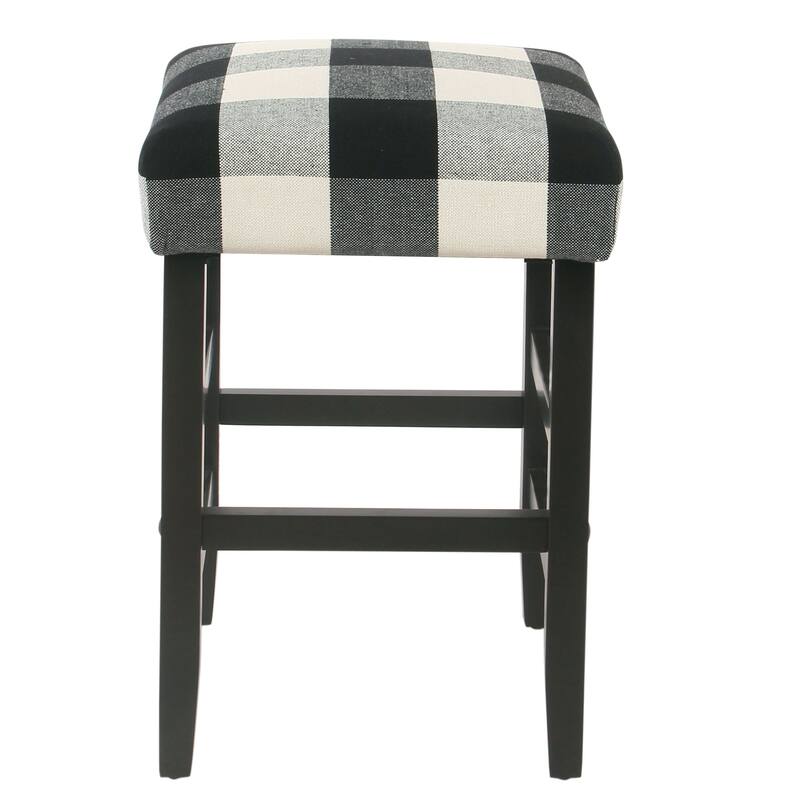 HomePop Square 24" Counter Stool - Black Plaid - 24 inches - Black