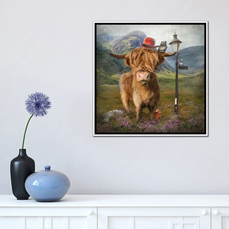 iCanvas "Highland Cow" by Matylda Konecka Framed Canvas Print