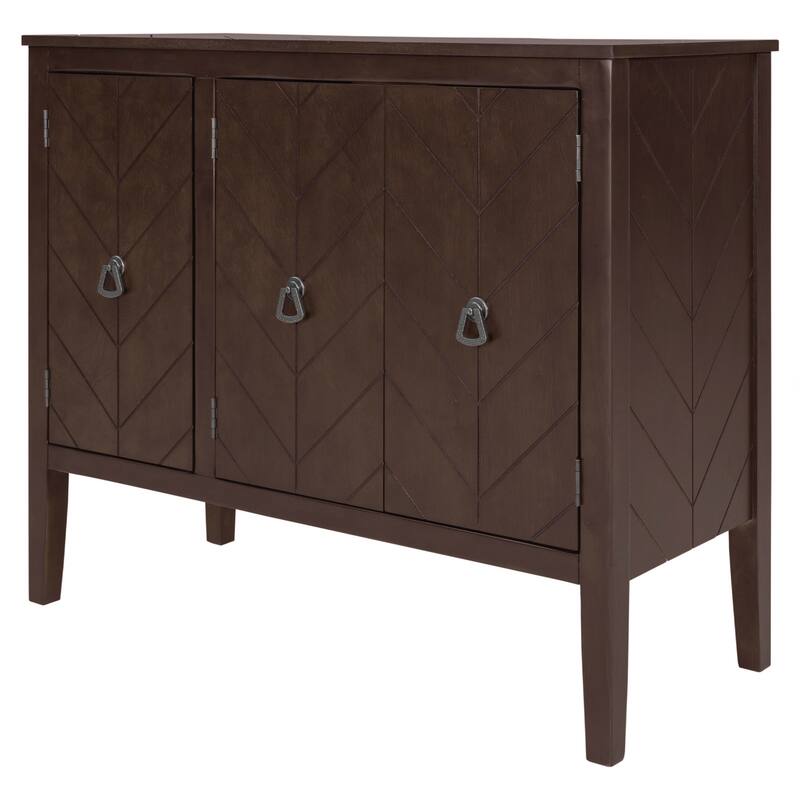 Adjustable Shelf Storage Sideboard with 3 Retro Metal Handles and 4 Pinewood Legs, for Entryway, Living Room, Study Room